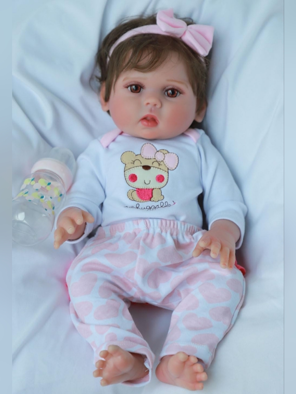 Baby Doll with Pink Outfit and Headband - Soft Realistic Play Doll